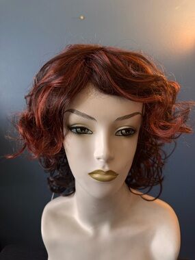 Revlon Short Curly Wig in Deep Auburn and Copper Highlights